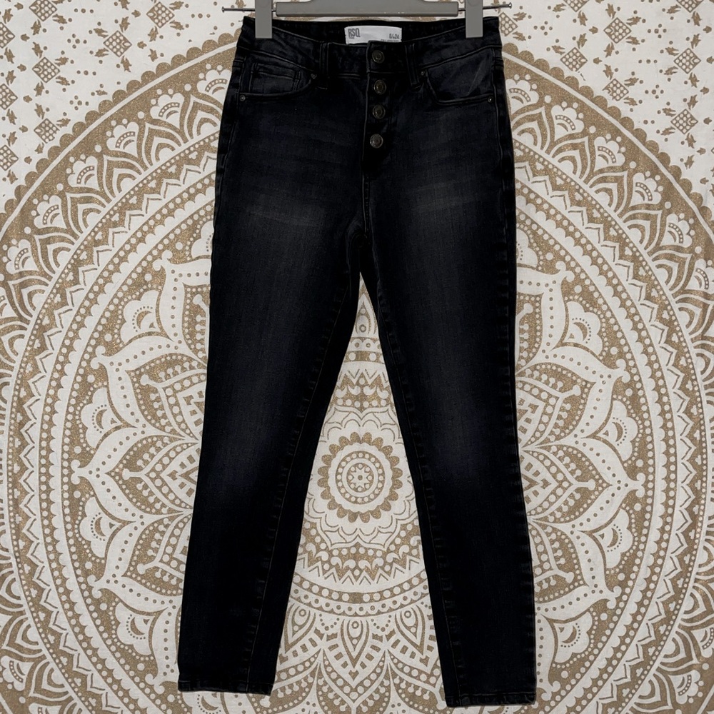 “RSQ” LADIES BUTTON UP CALI HI-RISE BLACK JEANS, SIZE 0 (24) - Picture 6 of 7